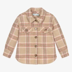 Abel & Lula Girls Beige Check Shacket