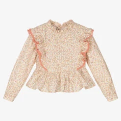 Abel & Lula Girls Ivory Floral Blouse