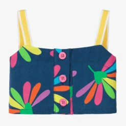 Agatha Ruiz De La Prada Blue Cotton Crop Top