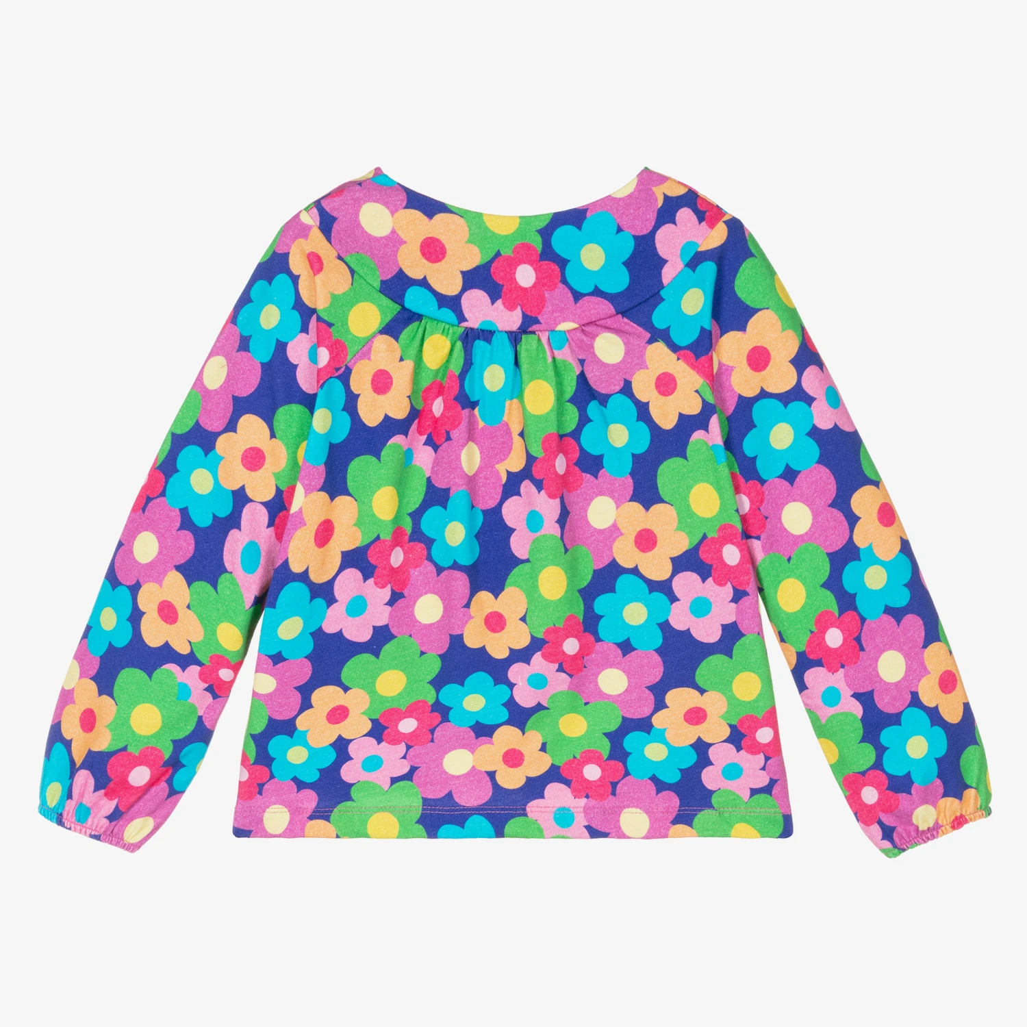 Agatha Ruiz De La Prada Girls Blue Floral Print Long Sleeved Top - Image 2