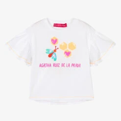 Agatha Ruiz De La Prada Girls White Cotton Bee T-Shirt