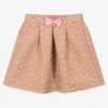 Angel's Face Girls Beige & Pink Jacquard Hearts Skirt