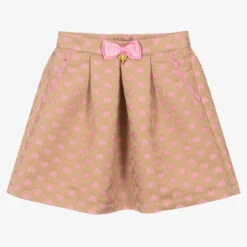 Angel's Face Girls Beige & Pink Jacquard Hearts Skirt