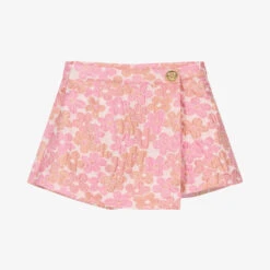 Angel's Face Girls Pink Floral Jacquard Skort