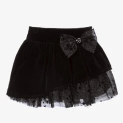 Balloon Chic Girls Black Velvet Skirt
