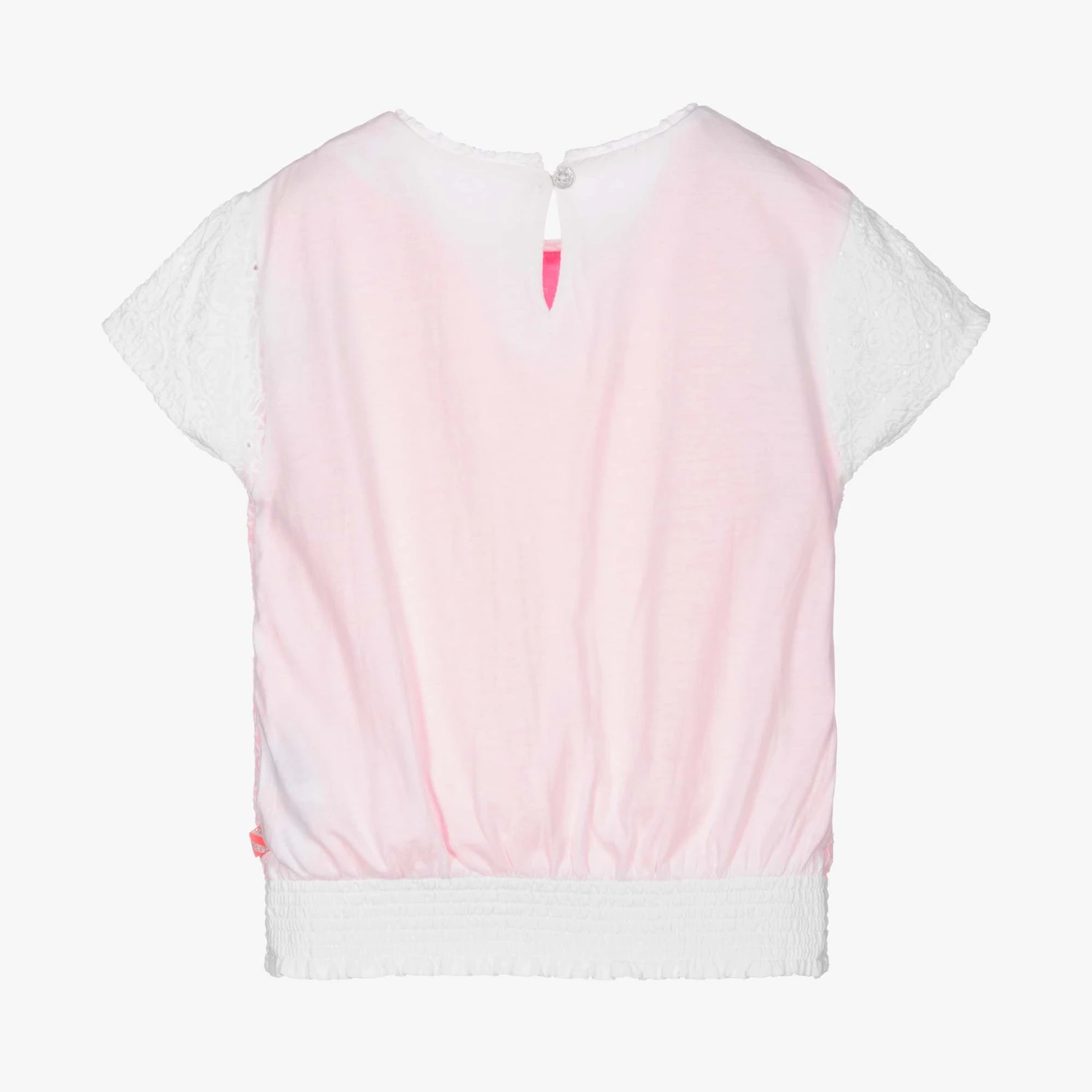 Billieblush Girls White & Pink Cotton Top - Image 2