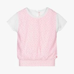 Billieblush Girls White & Pink Cotton Top