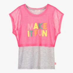 Billieblush Grey & Neon Pink 2-in-1 Top