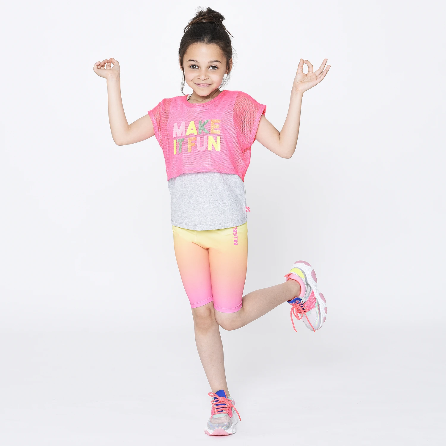 Billieblush Grey & Neon Pink 2-in-1 Top - Image 2