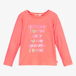 Billieblush Neon Pink Glitter Slogan Top