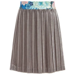 Billieblush Silver Pleated Velour Skirt