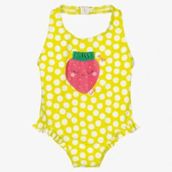Boboli Girls Green Polka Dot Ruffle Swimsuit