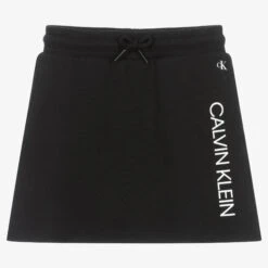 Calvin Klein Jeans Girls Black Cotton Logo Skirt