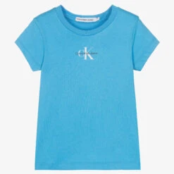 Calvin Klein Jeans Girls Blue Cotton Logo T-Shirt