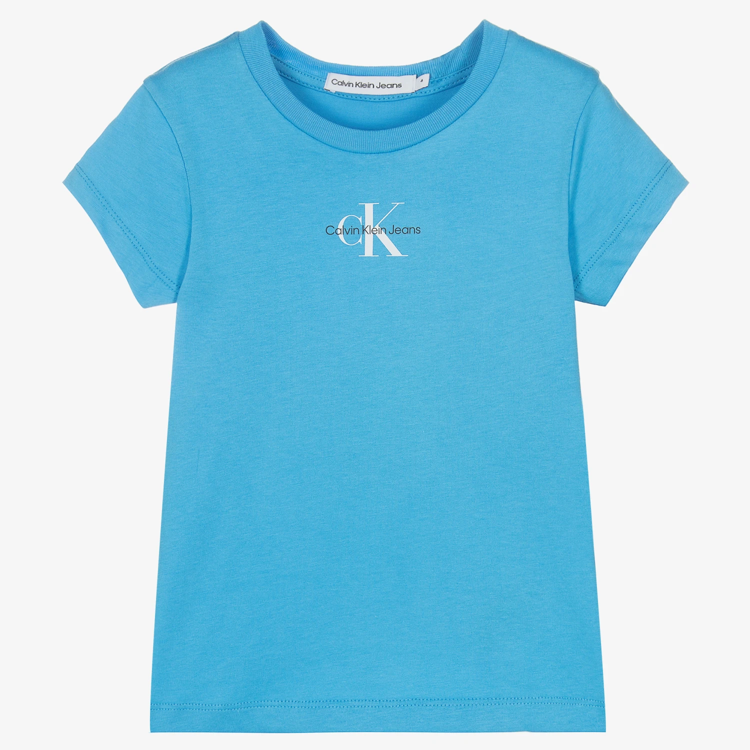 Calvin Klein Jeans Girls Blue Cotton Logo T-Shirt