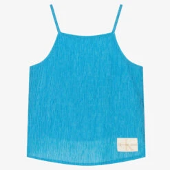 Calvin Klein Jeans Girls Blue Crinkle Strap Top