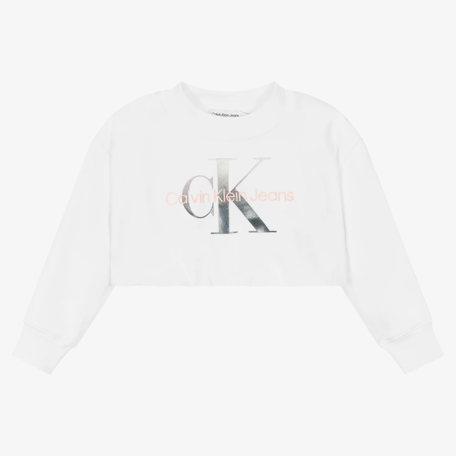 Calvin Klein Jeans Girls White CK Logo Sweatshirt