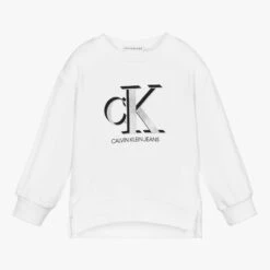 Calvin Klein Jeans Girls White Logo Sweatshirt