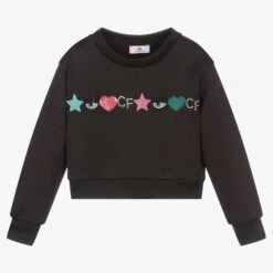 Chiara Ferragni Kids Girls Black Cropped Logo Sweatshirt
