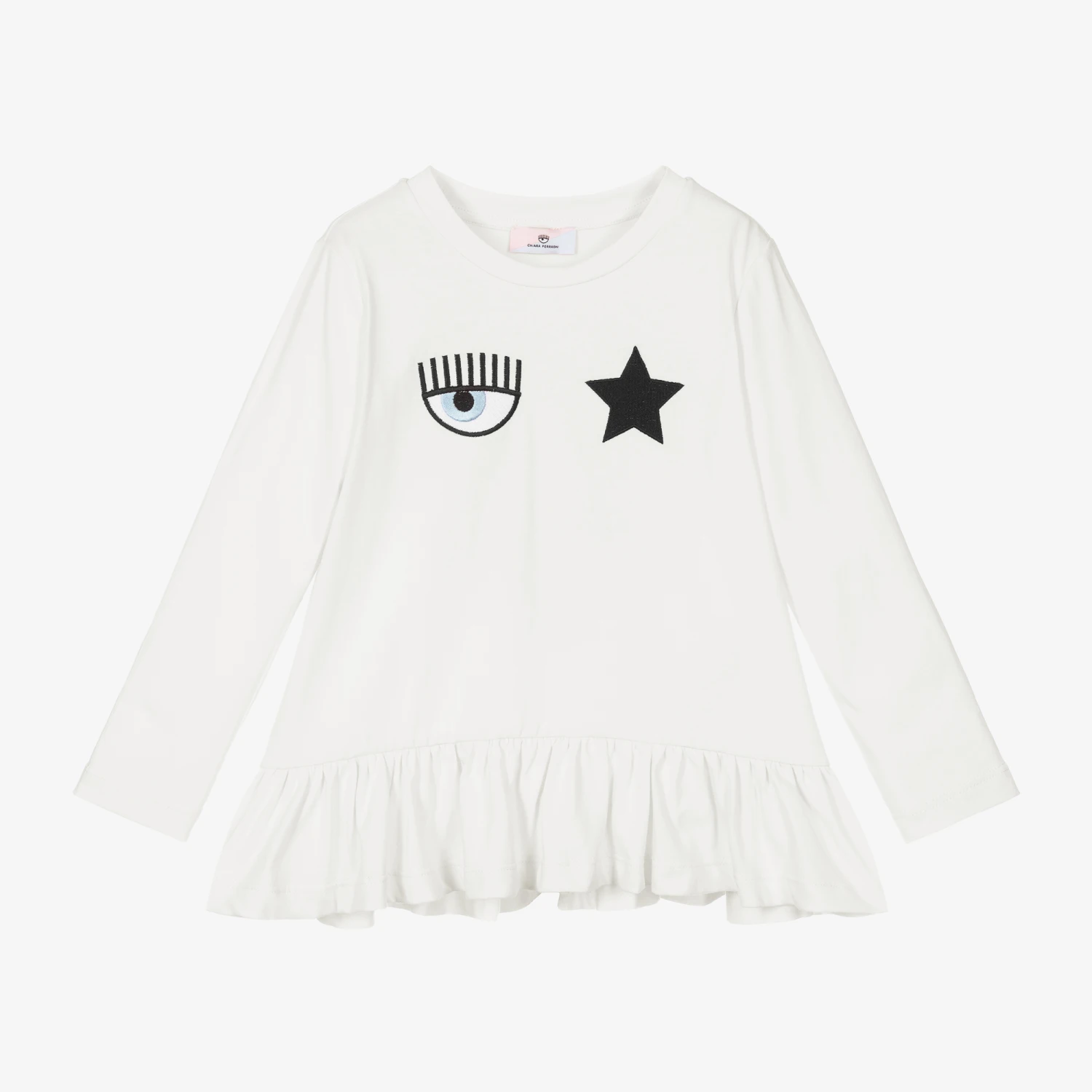 Chiara Ferragni Kids Girls Ivory Eyestar Logo Top