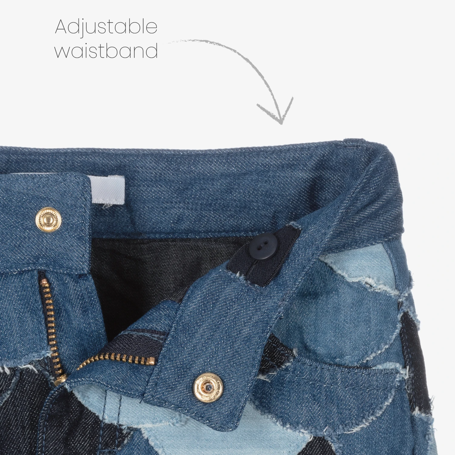 ChloƩ Blue Denim Patchwork Skirt - Image 4