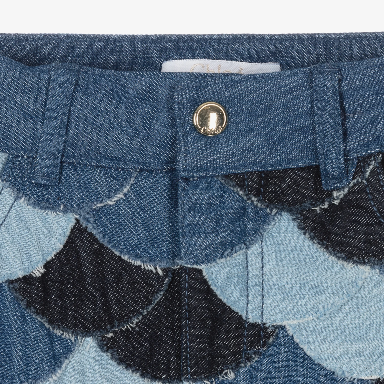 ChloƩ Blue Denim Patchwork Skirt - Image 5