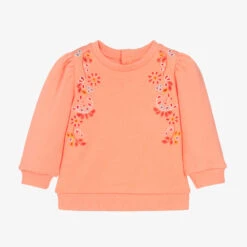 Chloé Girls Coral Orange Cotton Sweatshirt
