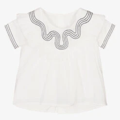 Chloé White Frilled Percale Blouse