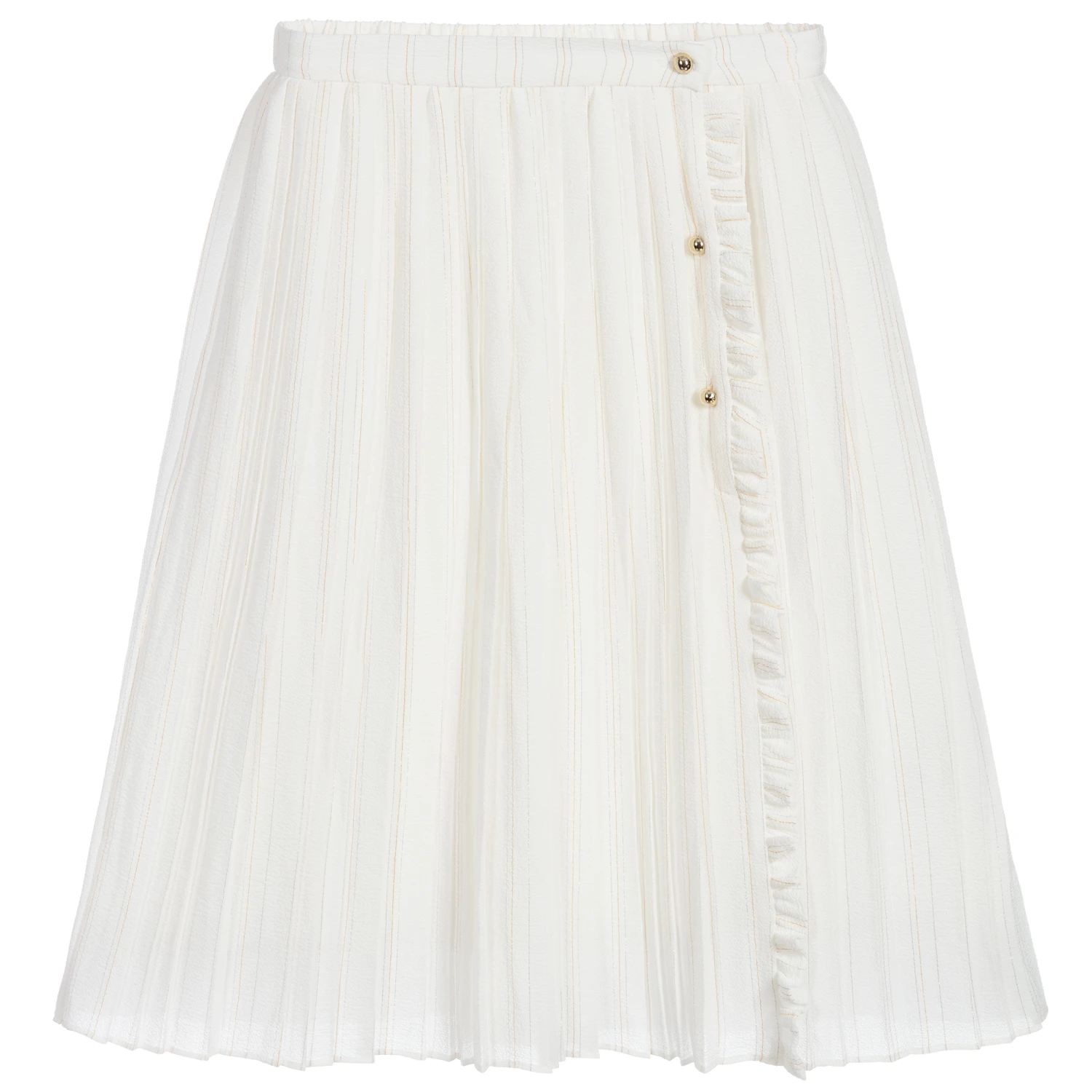 Chloé White & Gold Crêpe Skirt