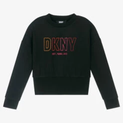 DKNY Girls Black Logo Viscose Sweatshirt