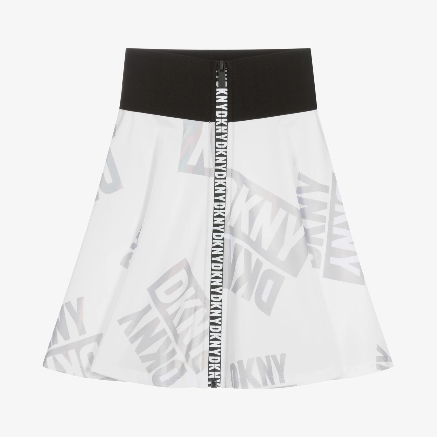 DKNY Girls White & Silver Logo Skirt