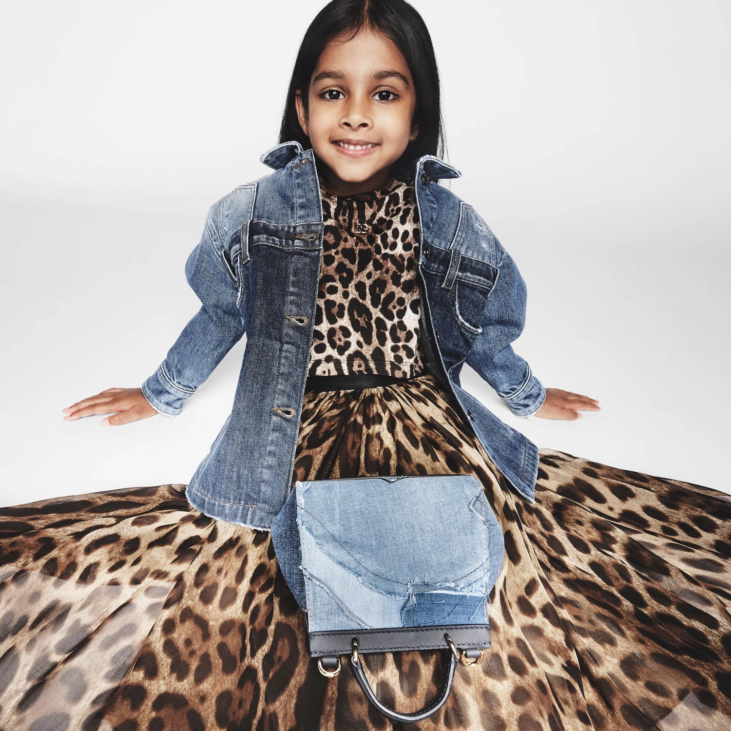 Dolce & Gabbana Girls Brown Silk Leopard Print Skirt - Image 2