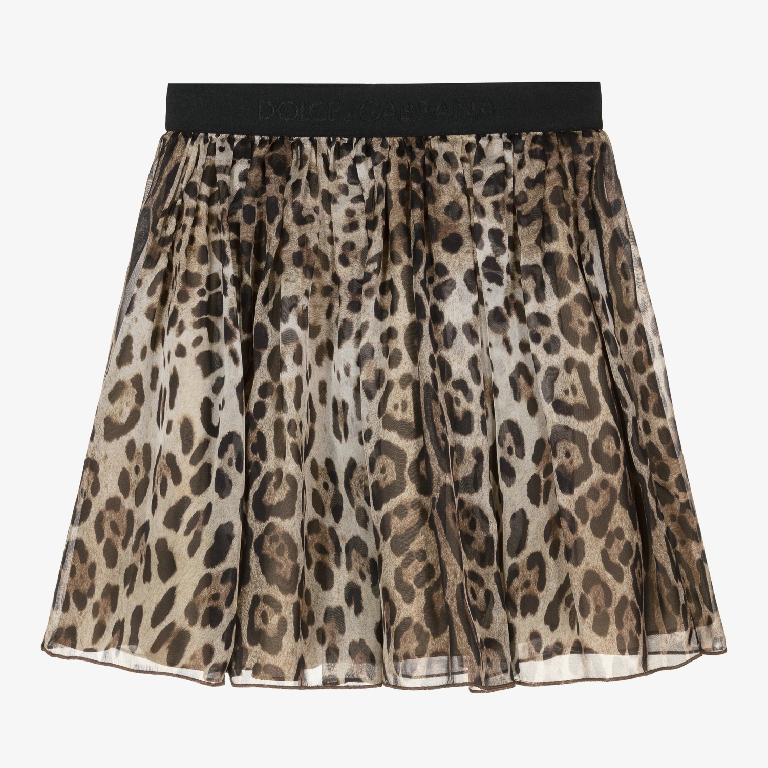Dolce & Gabbana Girls Brown Silk Leopard Print Skirt