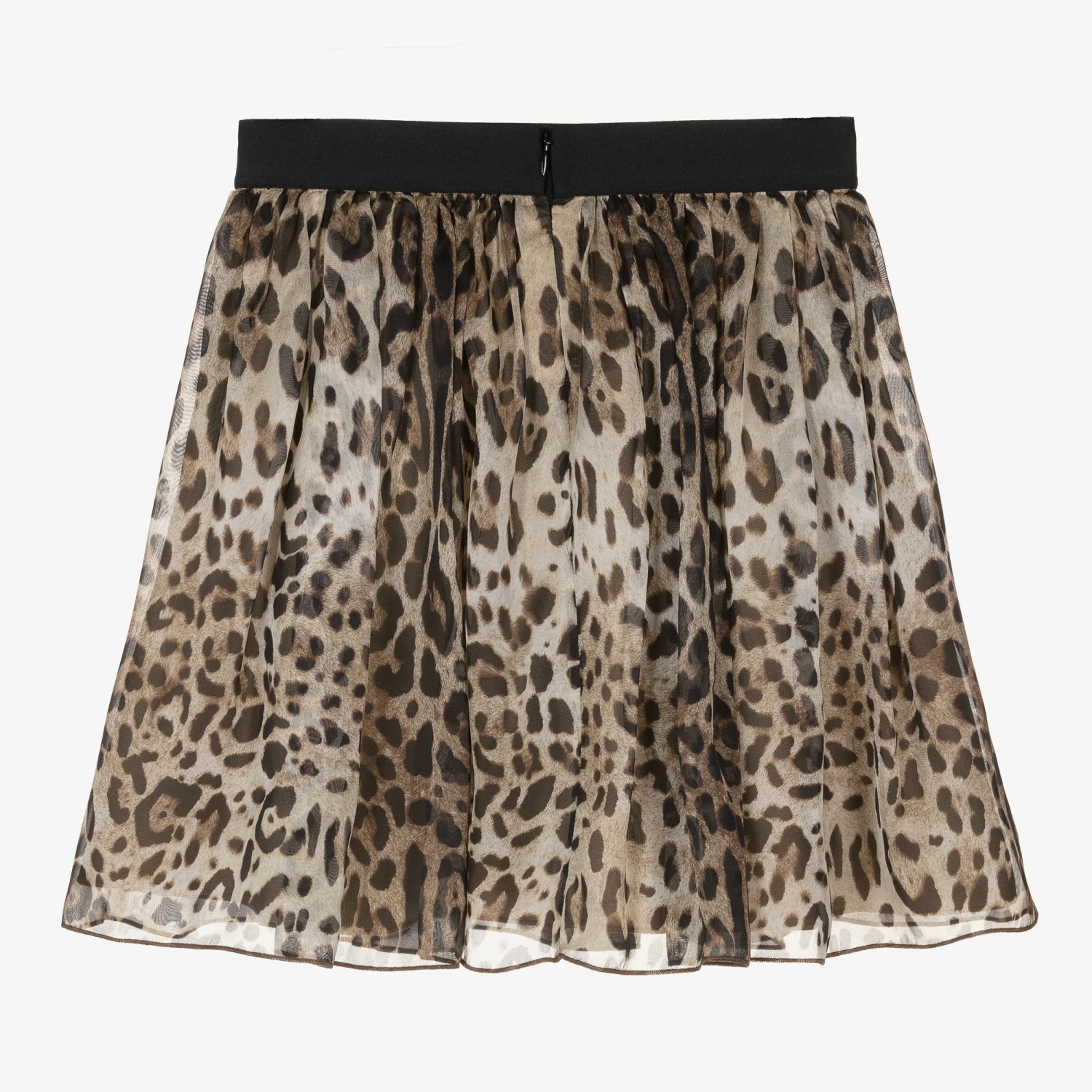 Dolce & Gabbana Girls Brown Silk Leopard Print Skirt - Image 3