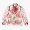 Dolce & Gabbana Girls White Poppy Silk Chiffon Blouse