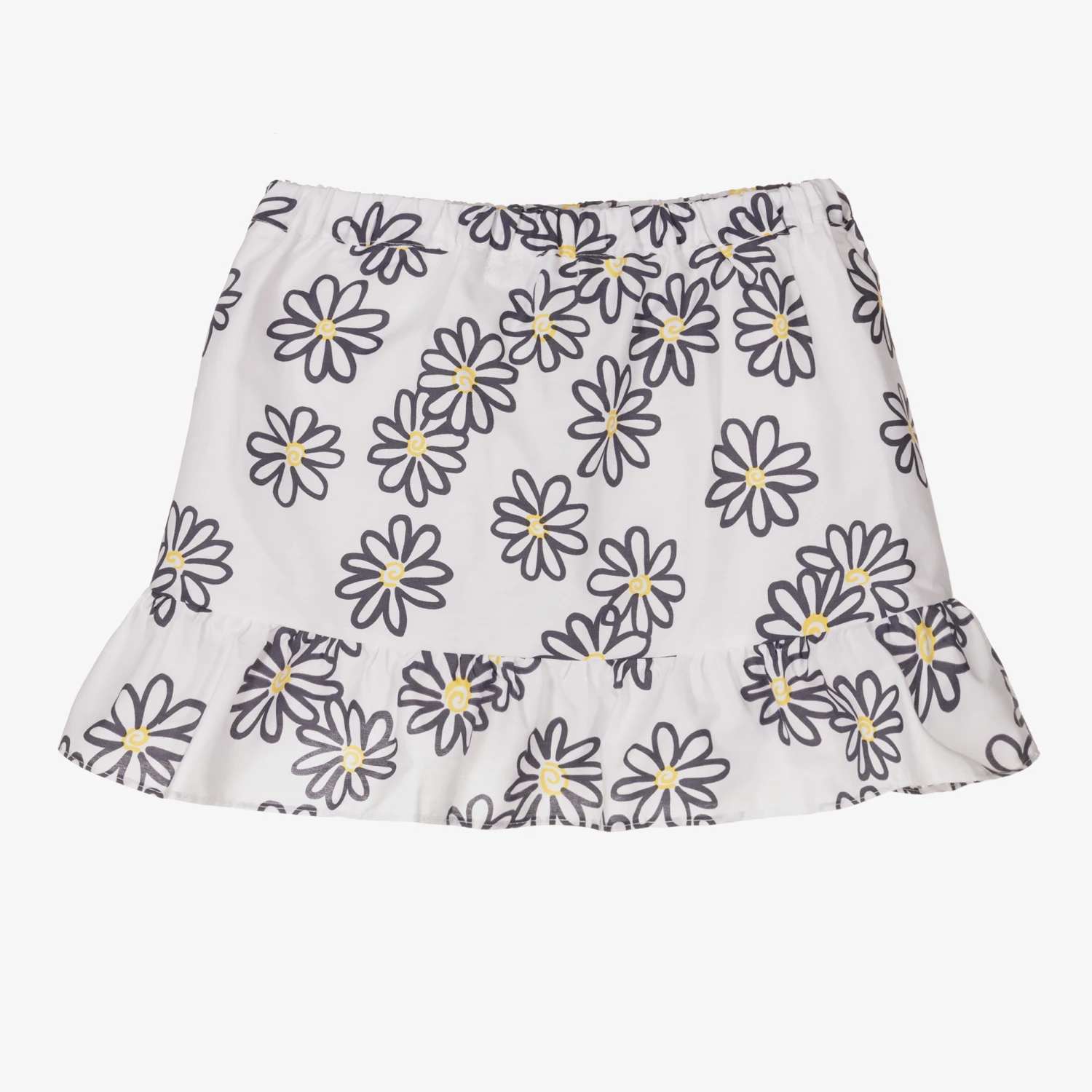 Dr. Kid Girls White & Blue Floral Cotton Skirt - Image 2