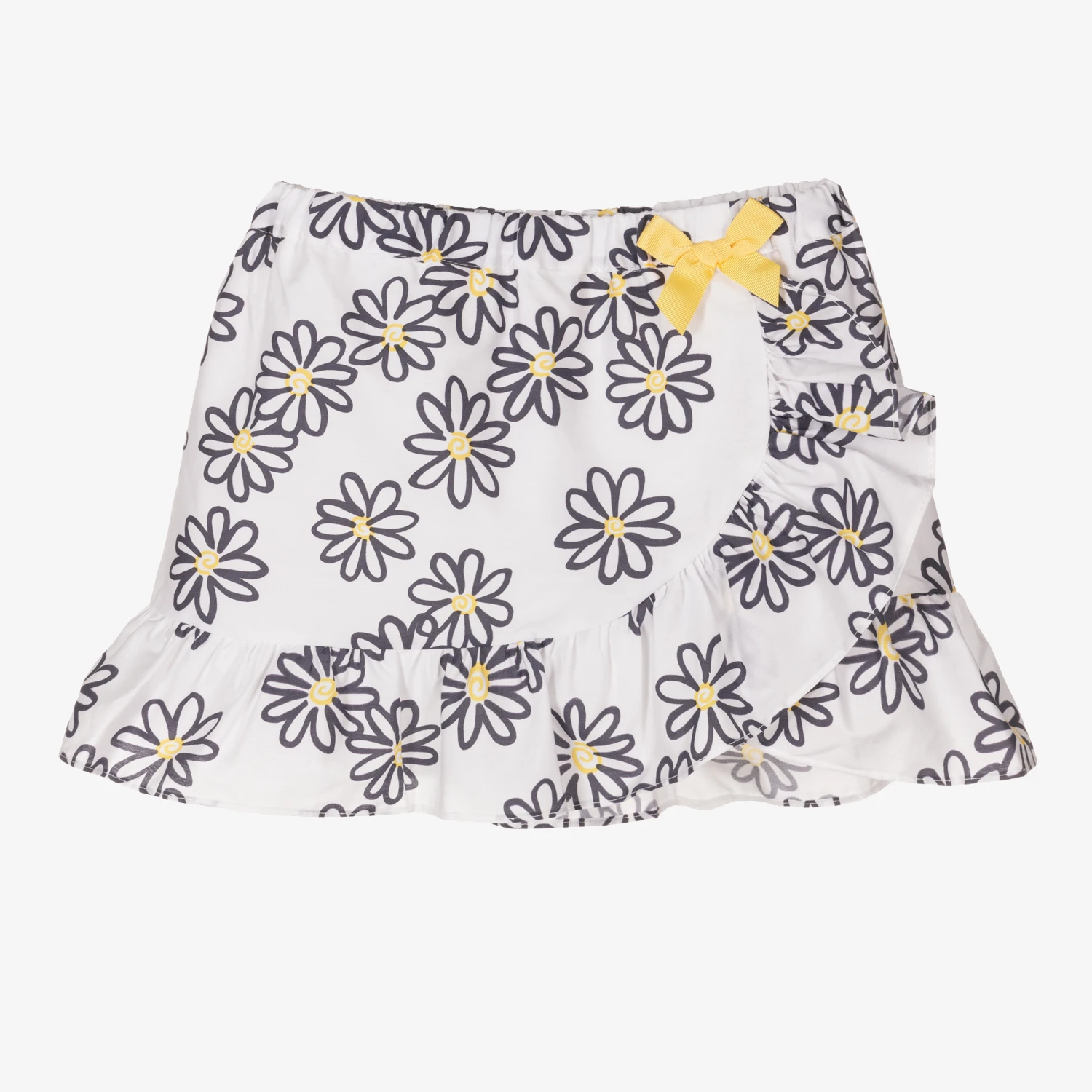 Dr. Kid Girls White & Blue Floral Cotton Skirt