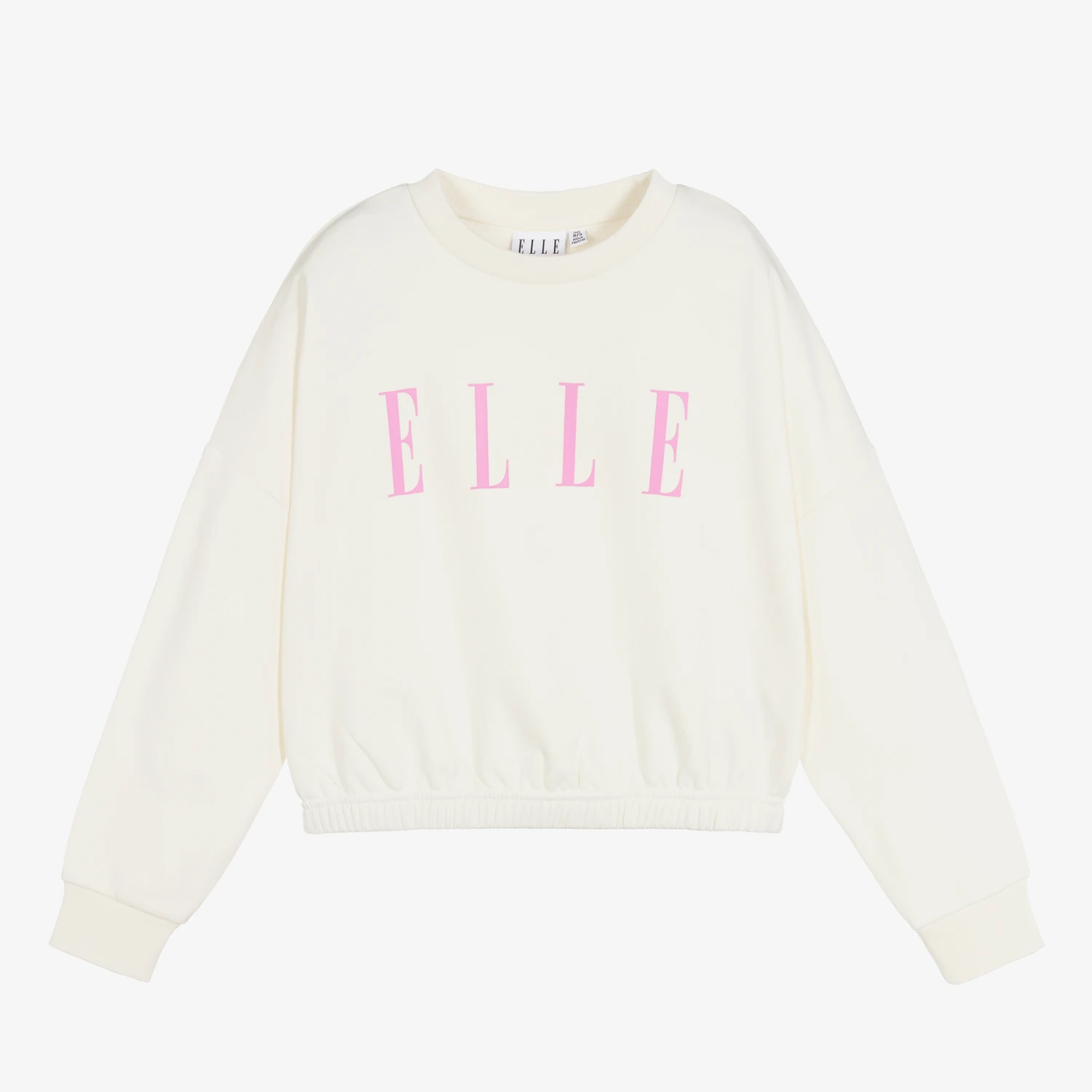 Elle Cropped Ivory Logo Sweatshirt
