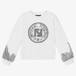 Fun & Fun White Cotton Logo Sweatshirt