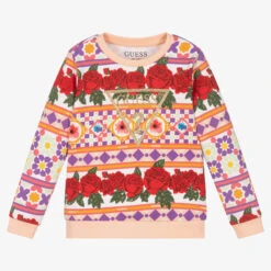 Guess Girls Geometric & Rose Print Sweatshirt