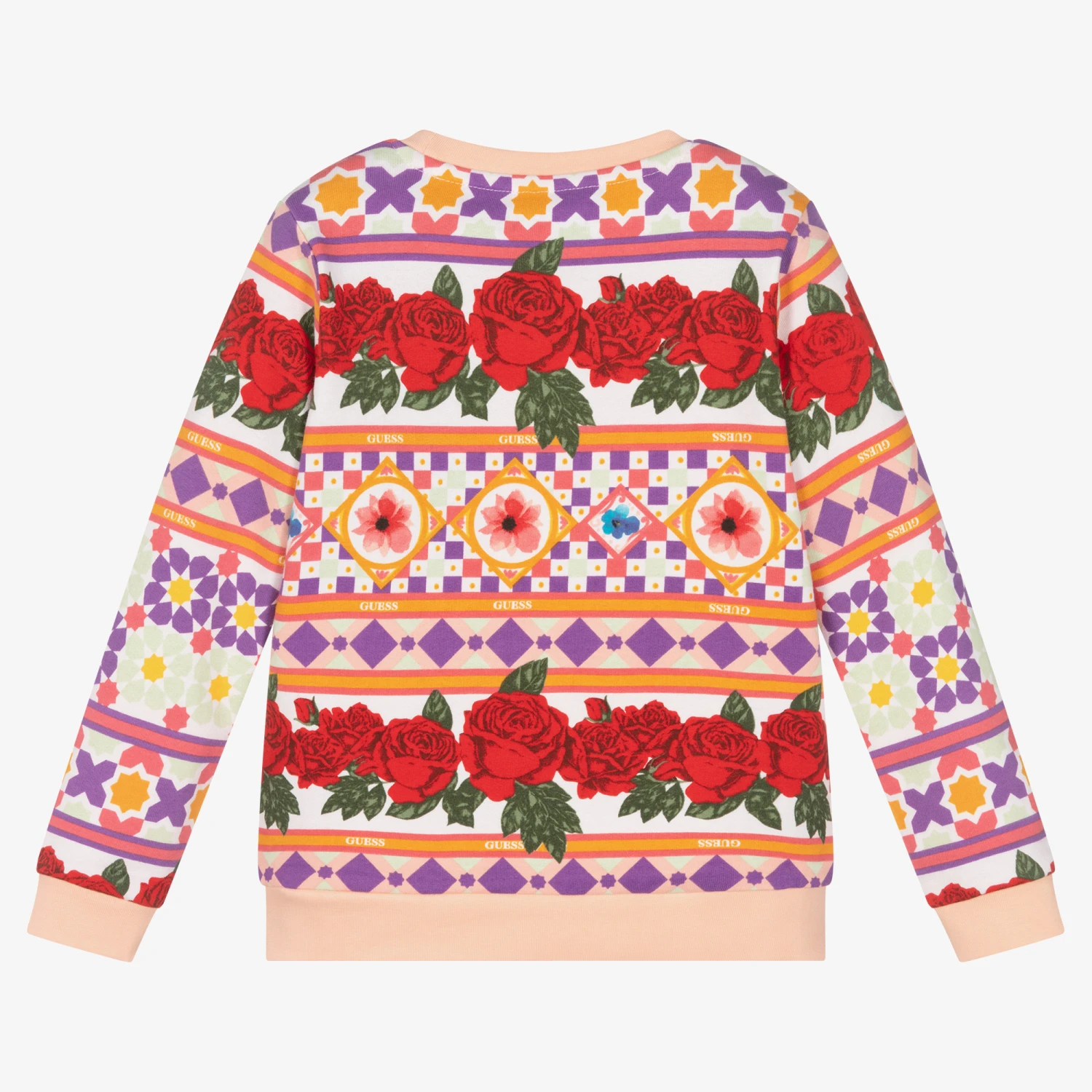 Guess Girls Geometric & Rose Print Sweatshirt - Image 2