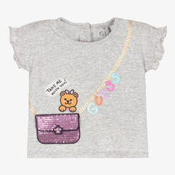 Guess Girls Grey Cotton Bag T-Shirt