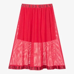Guess Girls Pink Mesh Midi Skirt