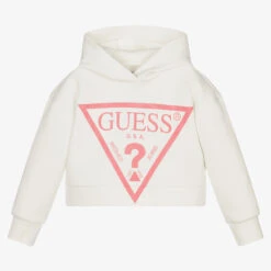 Guess Ivory Cotton Logo Hoodie