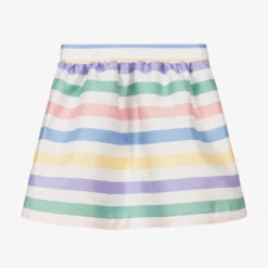 Hucklebones London Girls White Striped Satin Skirt