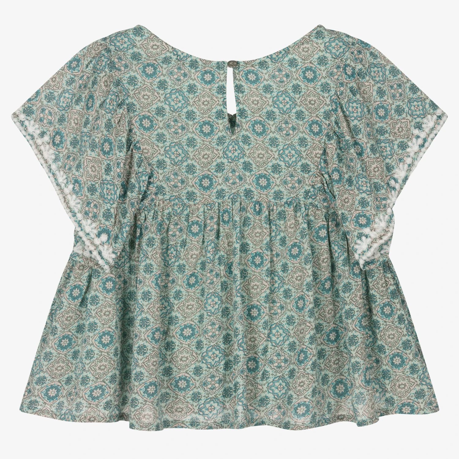 IKKS Girls Blue Tile Print Blouse - Image 2