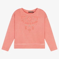 IKKS Girls Orange Cotton Sweatshirt