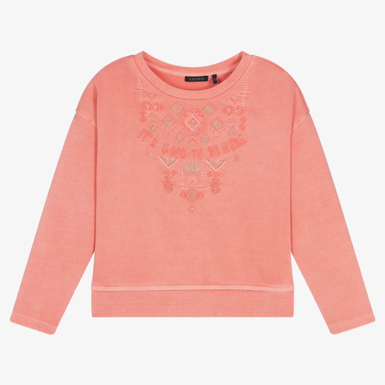 IKKS Girls Orange Cotton Sweatshirt