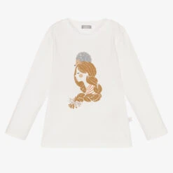 Il Gufo Girls Ivory Cotton Top