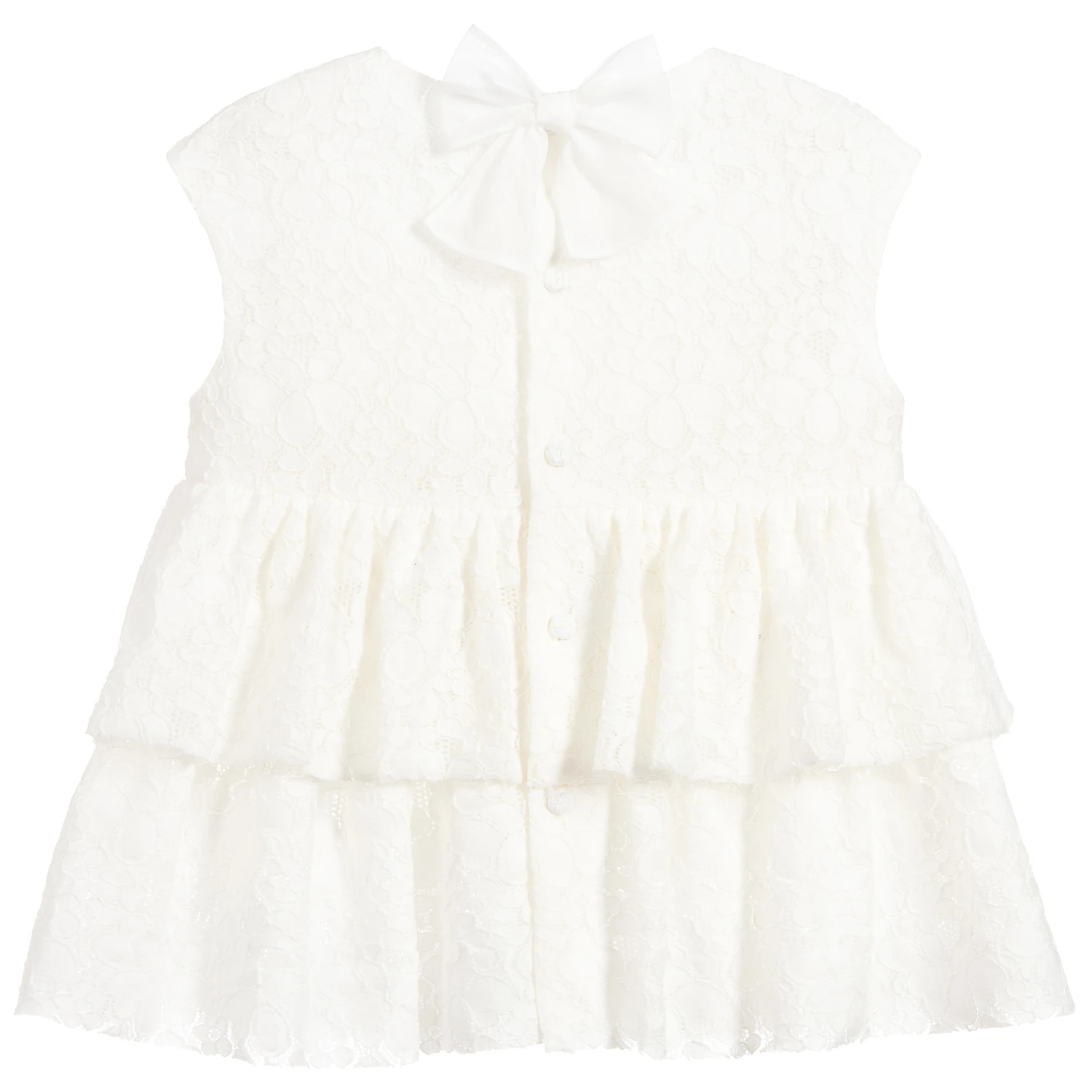 Il Gufo Girls Ivory Lace Top - Image 2
